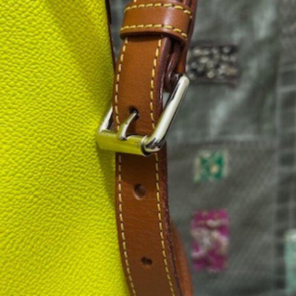 Dooney & Bourke, Small Leather Pebble Grain Hobo - Bright Yellow - Picture 12 of 16